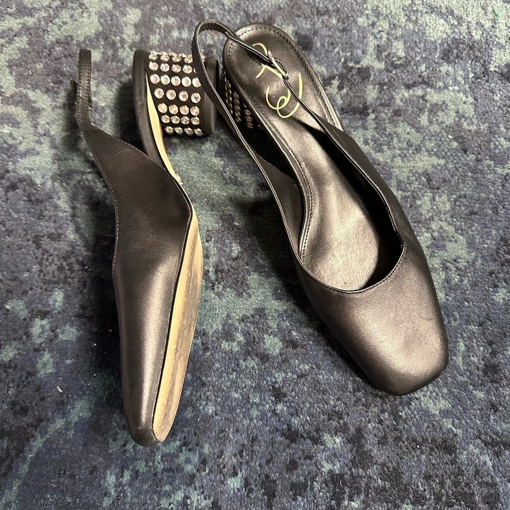 Sam Edelman black Terra gem slingback kitten heel size 8